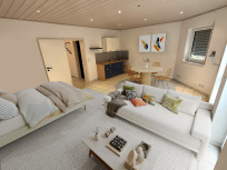 Appartment mit Pantryküche - virtuell möbliert